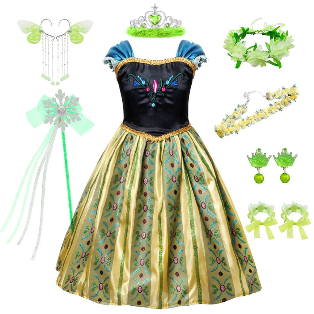 Princess Dress Halloween Costume Accessories Set Puff Sleeve Outfit