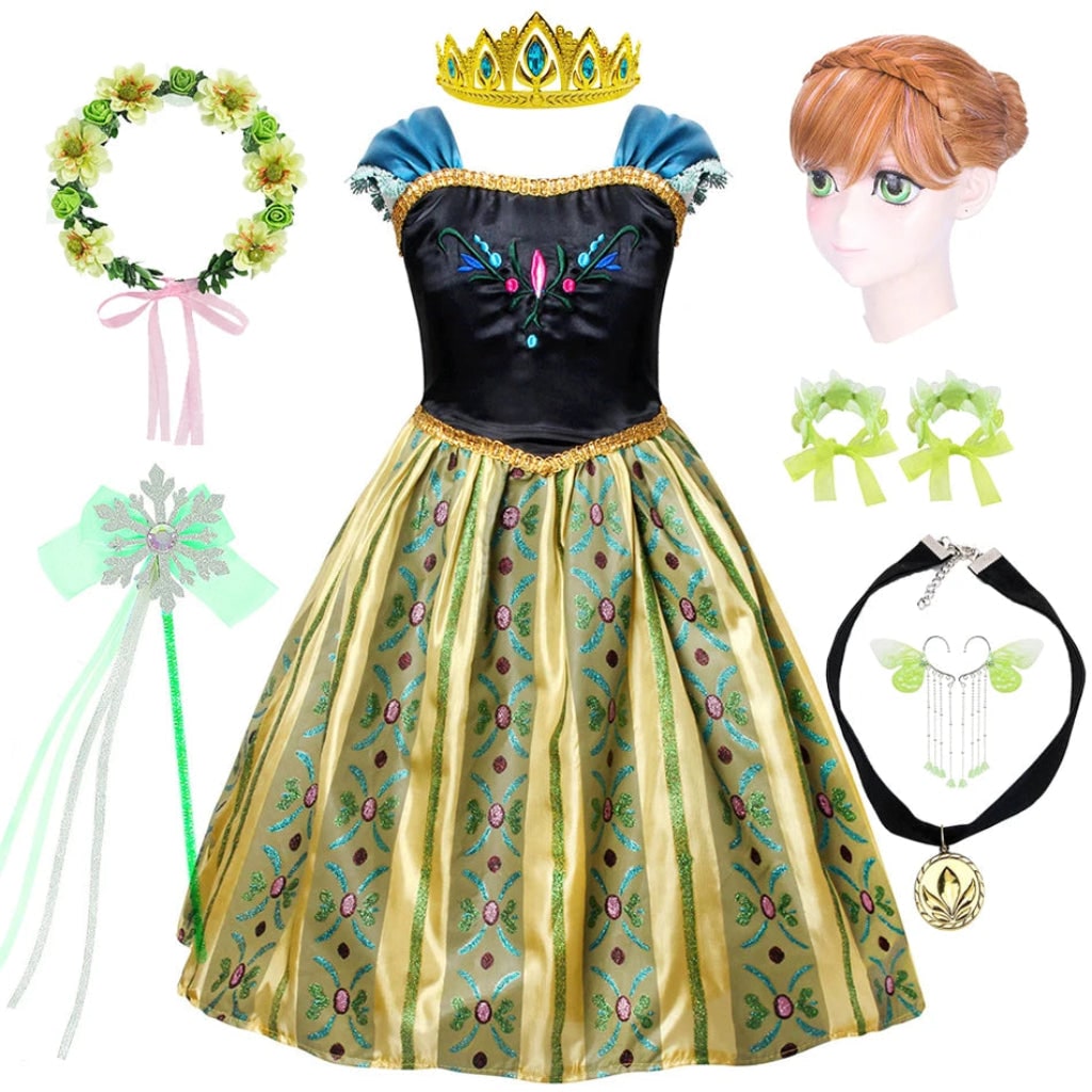 Princess Dress Halloween Costume Accessories Set Puff Sleeve Outfit