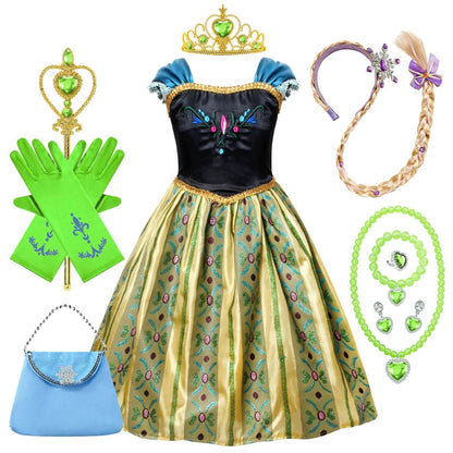 Princess Dress Halloween Costume Accessories Set Puff Sleeve Outfit