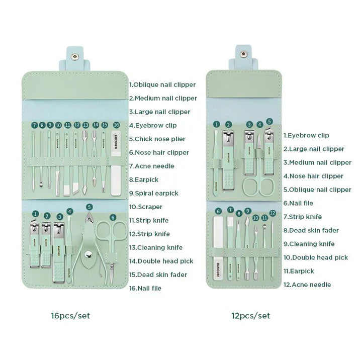 Professional Manicure Pedicure Set Stainless Steel Nail Care Kit Travel Case