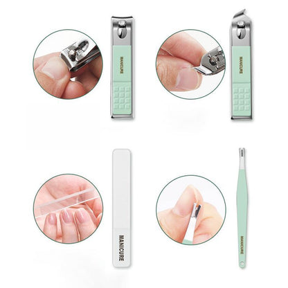 Professional Manicure Pedicure Set Stainless Steel Nail Care Kit Travel Case