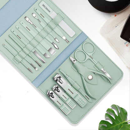 Professional Manicure Pedicure Set Stainless Steel Nail Care Kit Travel Case