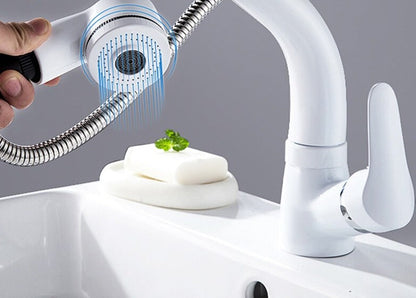 Pull Out Bathroom Faucet Brass Mixer Tap Adjustable Spray Modern Sink Fixture