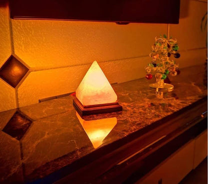 Pyramid Salt Table Lamp Ambient Bedroom Desk Meditation Light