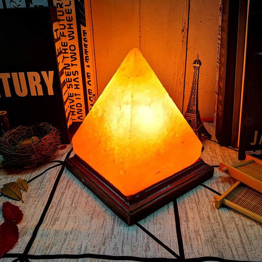 Pyramid Salt Table Lamp Ambient Bedroom Desk Meditation Light
