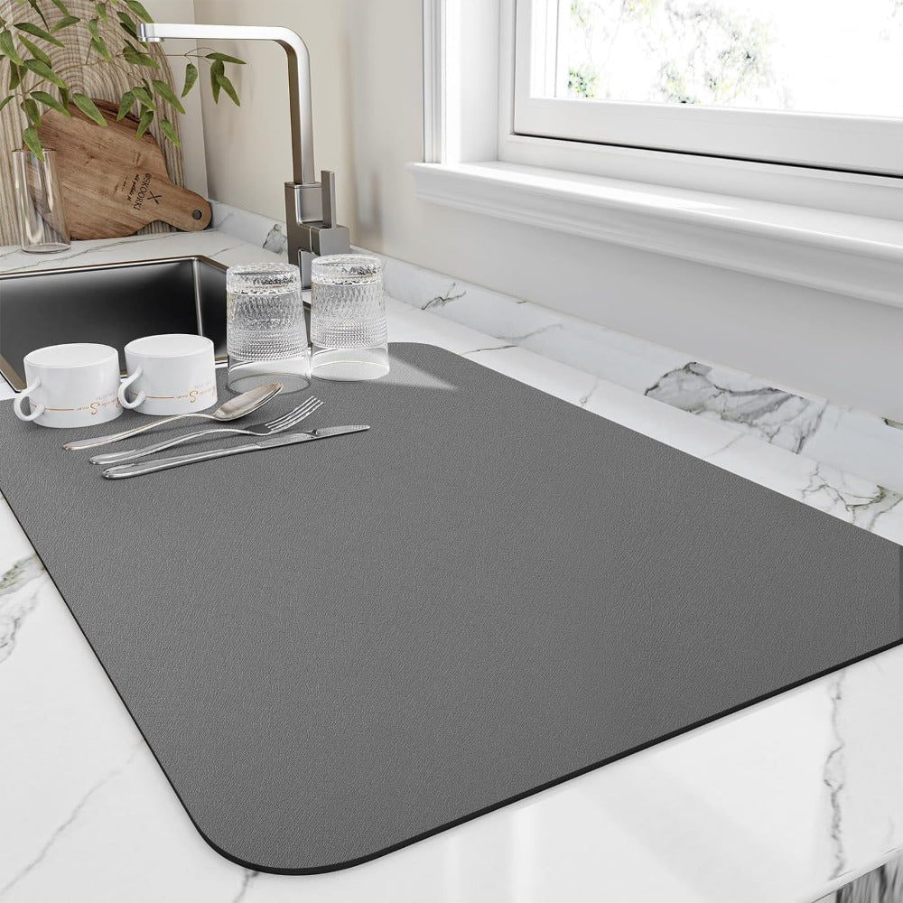 Quick Dry Absorbent Kitchen Dish Drying Mat for Countertops