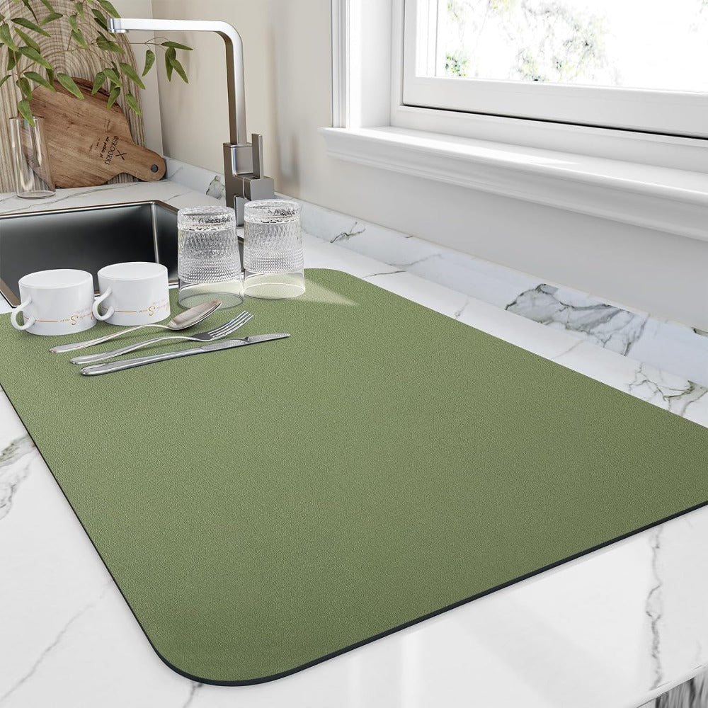Quick Dry Absorbent Kitchen Dish Drying Mat for Countertops