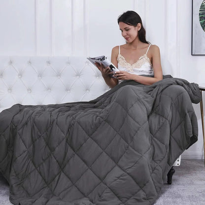 Quilted Cotton Weighted Blanket with Glass Bead Filling