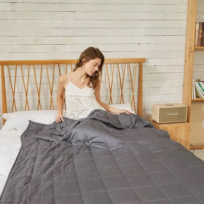 Quilted Cotton Weighted Blanket with Glass Bead Filling