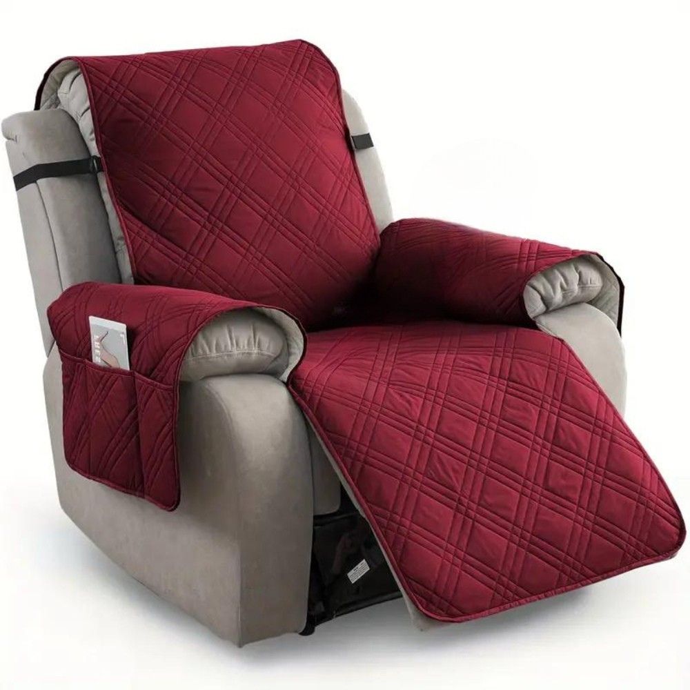 Quilted Recliner Slipcover with Non Slip Design and Side Pocket