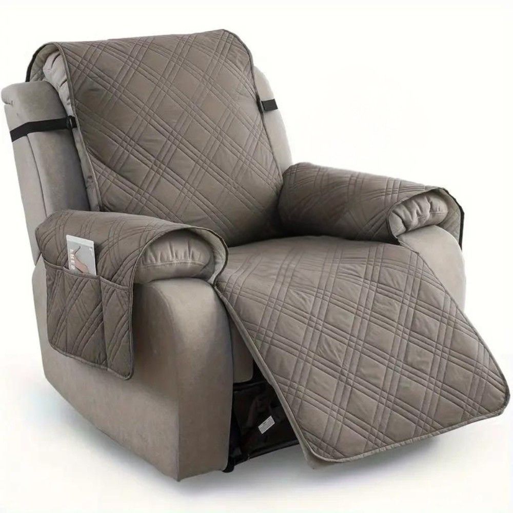 Quilted Recliner Slipcover with Non Slip Design and Side Pocket
