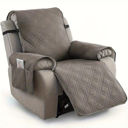 Quilted Recliner Slipcover with Non Slip Design and Side Pocket