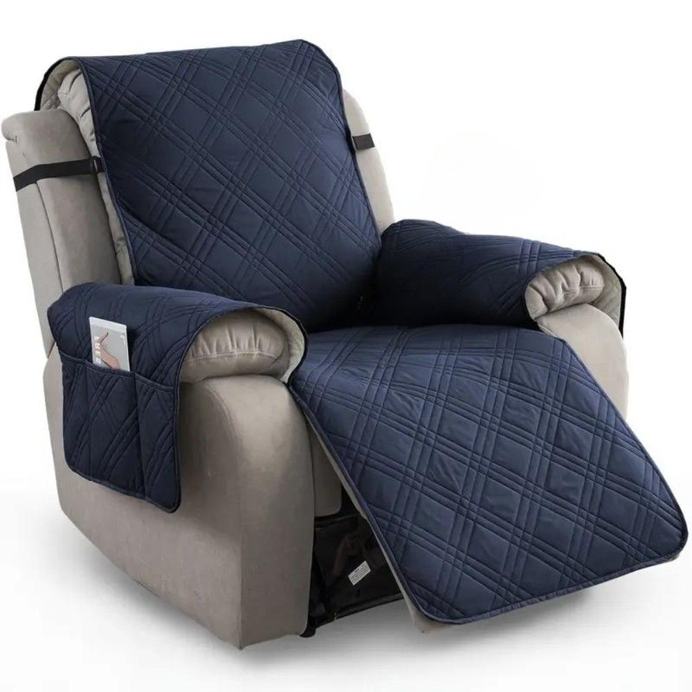 Quilted Recliner Slipcover with Non Slip Design and Side Pocket