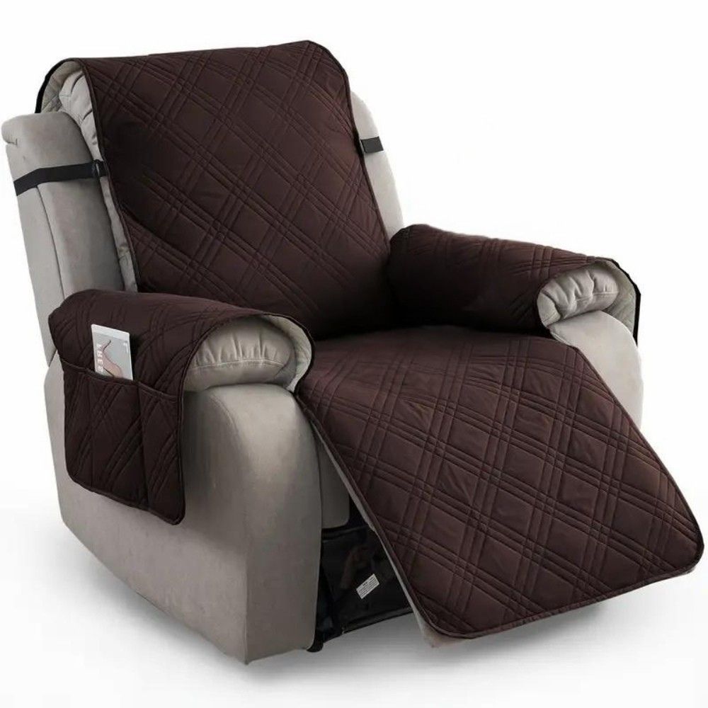 Quilted Recliner Slipcover with Non Slip Design and Side Pocket