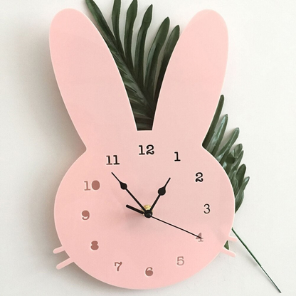 Rabbit Wall Clock Kids Room Decor Cute Bunny Nursery Wall Clock Children Room Decoration