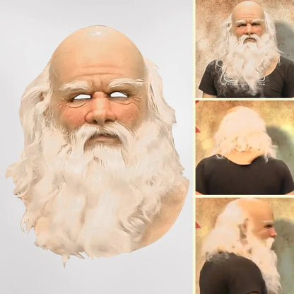 Realistic Santa Christmas Mask With Detailed Beard Full Face Design