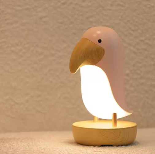 Rechargeable Bird Night Lamp Wooden Decorative Table Light