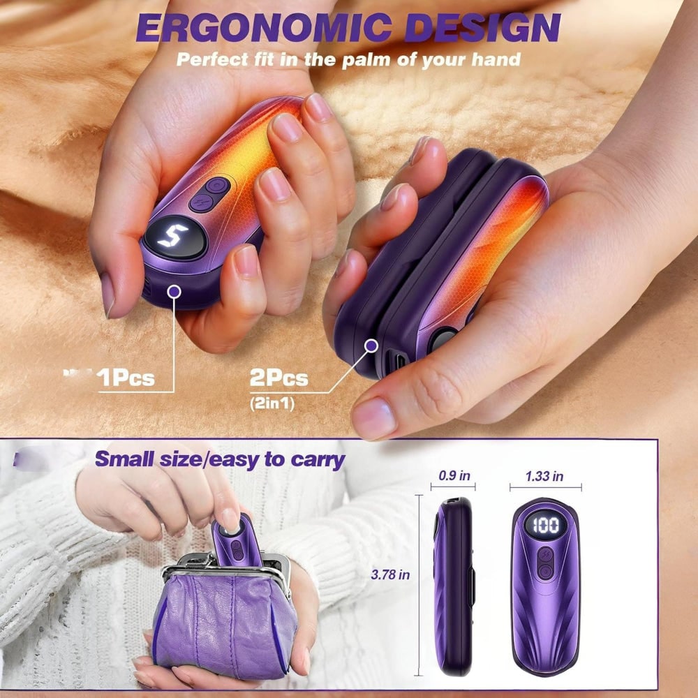 Rechargeable Electric Hand Warmers LED Display Reusable Portable Pocket Heater Set