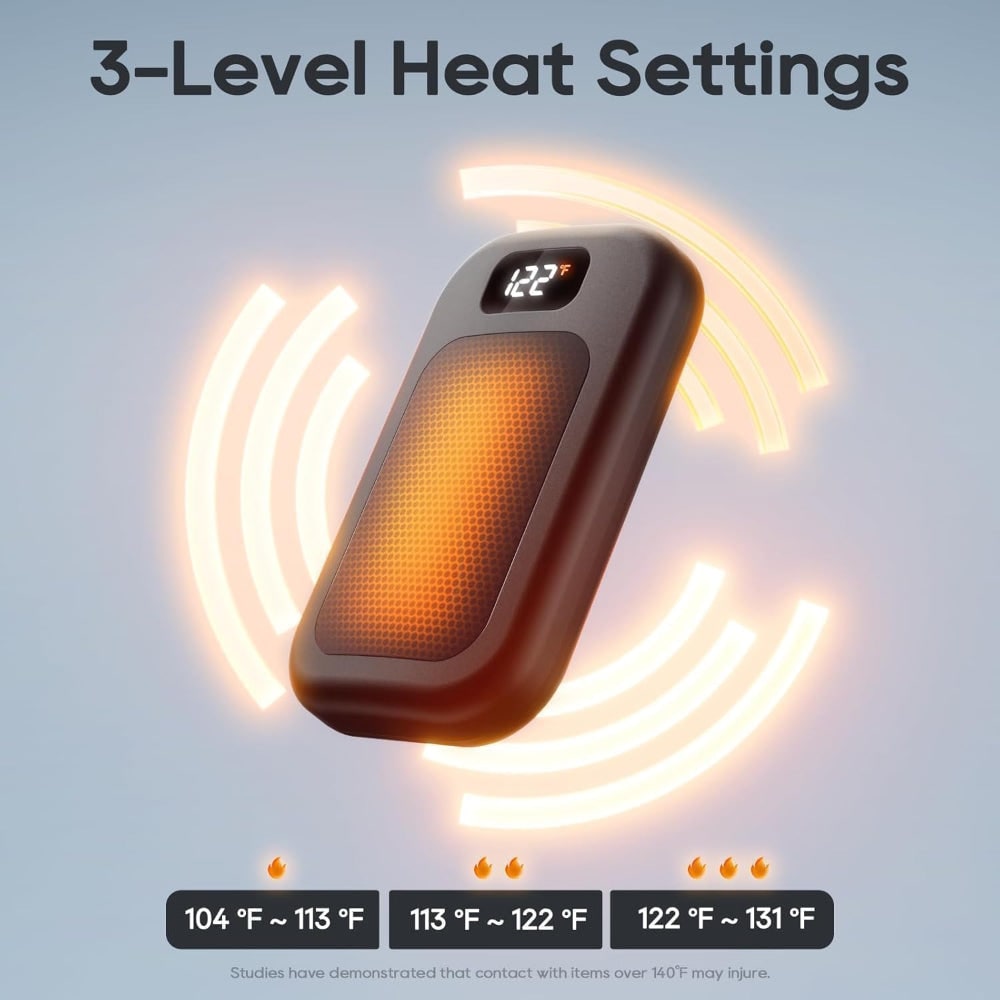 Rechargeable Electric Hand Warmers Reusable Pocket Heater LED Display Three Heat Levels