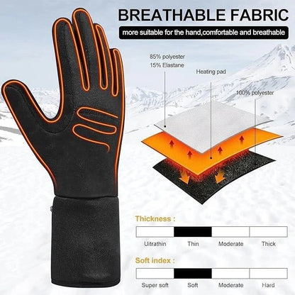 Rechargeable Heated Glove Liners Adjustable Temperature Slim Stretch Fabric Battery Pocket