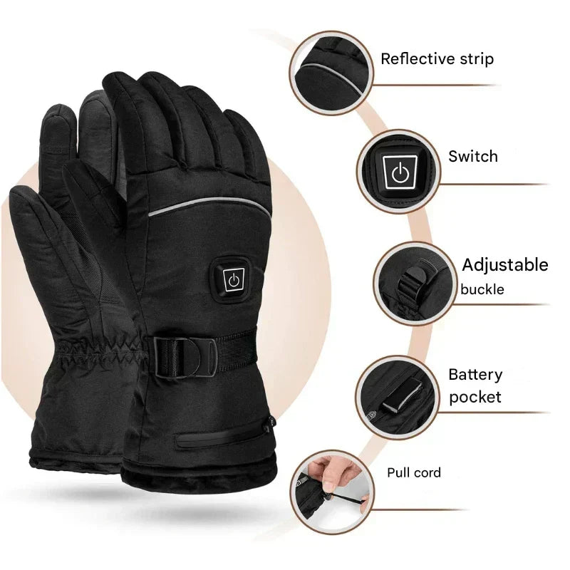 Rechargeable Heated Gloves Waterproof Thermal Touchscreen Winter Outdoor Hand Warmers