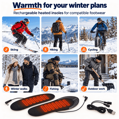 Rechargeable Heated Insoles Adjustable Warmth Trim to Fit