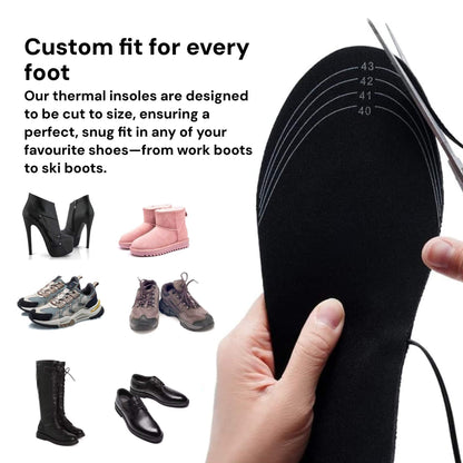 Rechargeable Heated Insoles Adjustable Warmth Trim to Fit