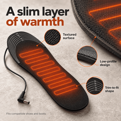 Rechargeable Heated Insoles Adjustable Warmth Trim to Fit