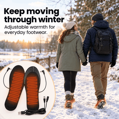 Rechargeable Heated Insoles Adjustable Warmth Trim to Fit
