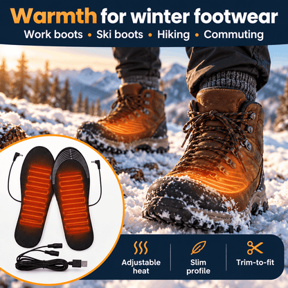 Rechargeable Heated Insoles Adjustable Warmth Trim to Fit