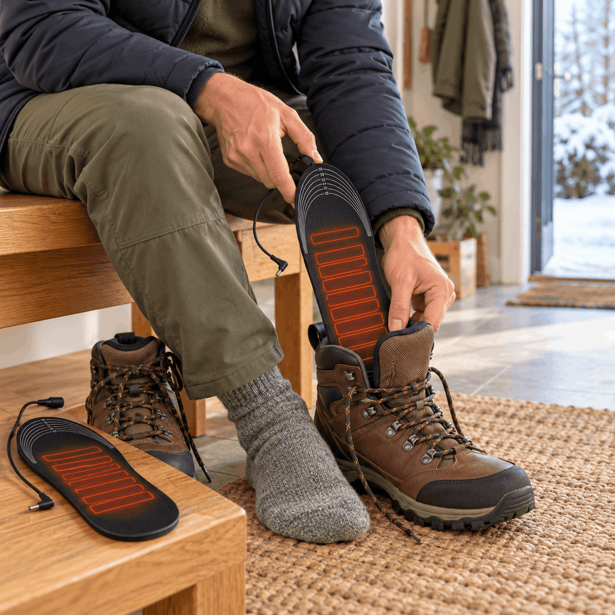 Rechargeable Heated Insoles Adjustable Warmth Trim to Fit