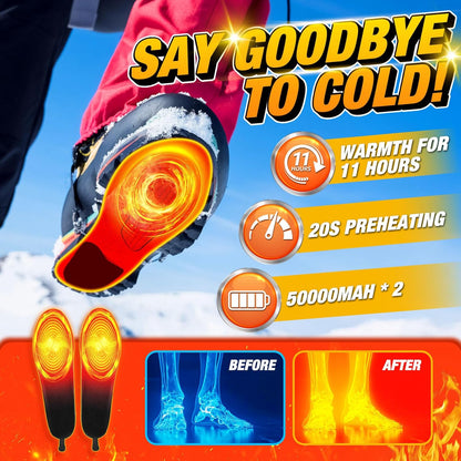 Rechargeable Heated Insoles Remote Control Three Heat Levels Shoe Warming Inserts