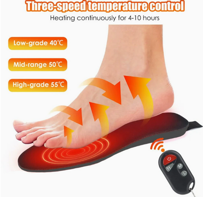 Rechargeable Heated Insoles Remote Control Three Heat Levels Shoe Warming Inserts