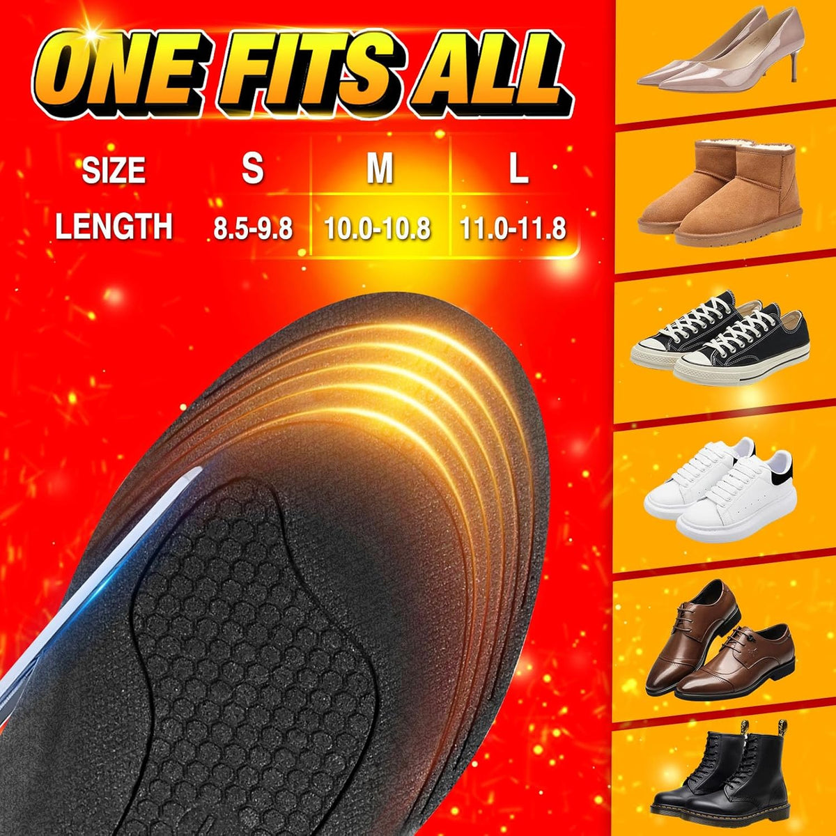 Rechargeable Heated Insoles Remote Control Three Heat Levels Shoe Warming Inserts