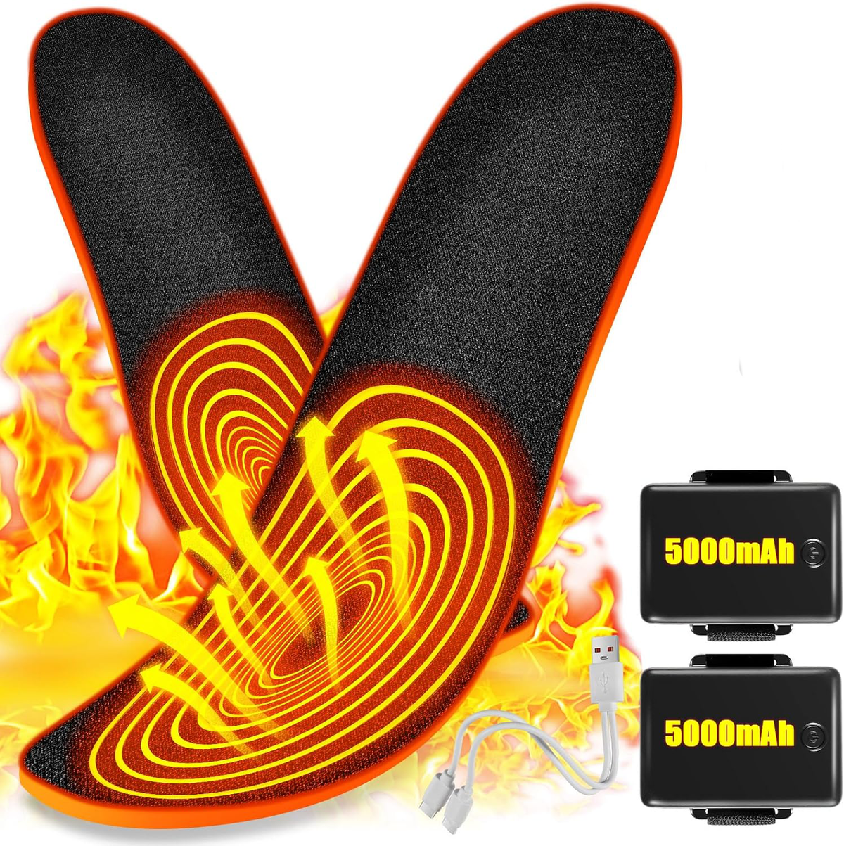 Rechargeable Heated Insoles Remote Control Three Heat Levels Shoe Warming Inserts