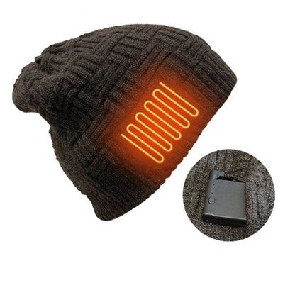 Rechargeable Heated Winter Beanie Ear Flaps 3400mAh Battery Knit Skull Cap Hat