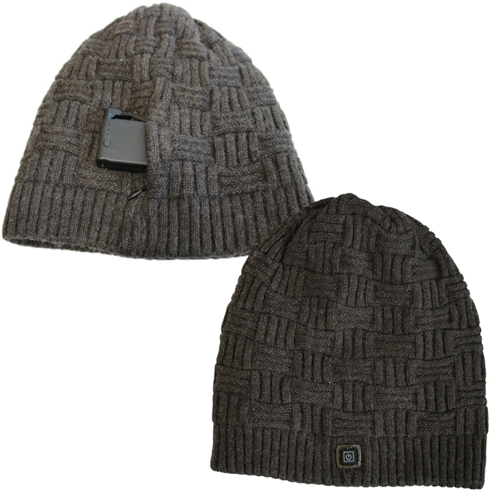 Rechargeable Heated Winter Beanie Ear Flaps 3400mAh Battery Knit Skull Cap Hat