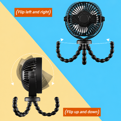 Rechargeable Portable Clip On Fan with Flexible Tripod Legs