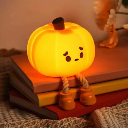 Genopladelig LED-natlampe med græskar, dæmpbar touchstyring, Halloween-dekoration