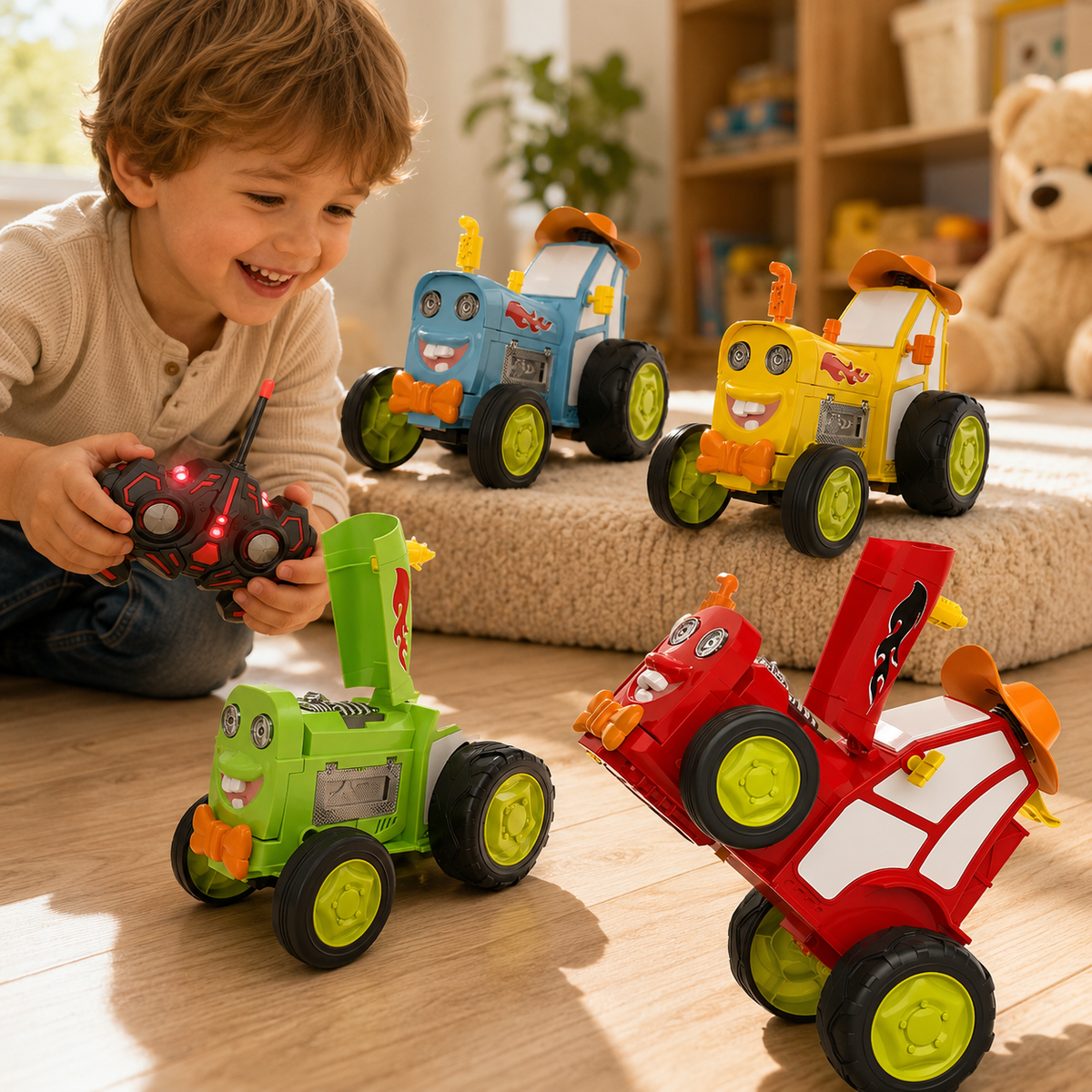 Rechargeable RC Stunt Car with Flip and Spin Action