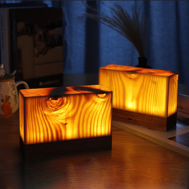 Rechargeable Wooden LED Table Lamp Touch Control Bedside Desk Lighting