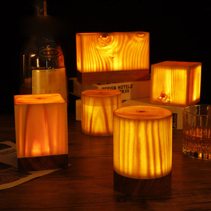 Rechargeable Wooden LED Table Lamp Touch Control Bedside Desk Lighting