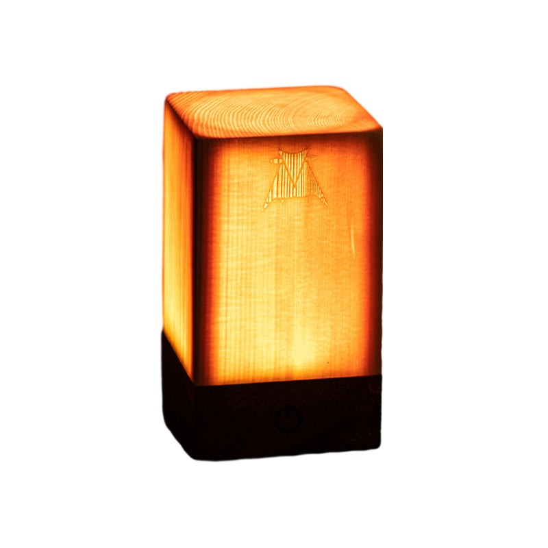 Rechargeable Wooden LED Table Lamp Touch Control Bedside Desk Lighting