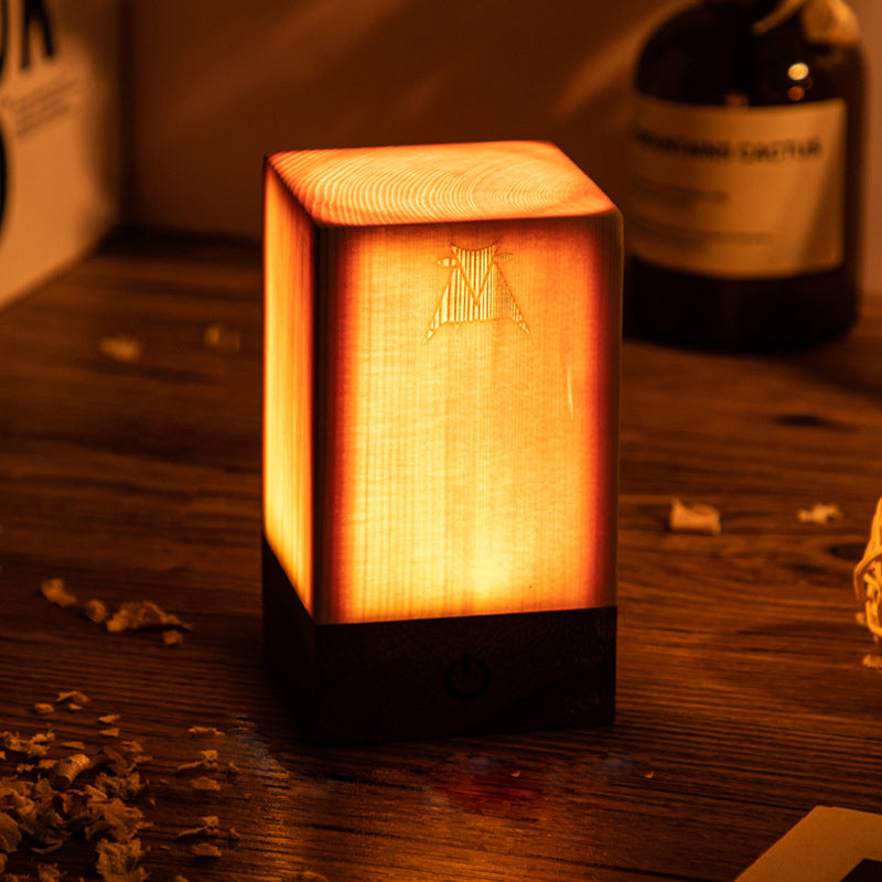 Rechargeable Wooden LED Table Lamp Touch Control Bedside Desk Lighting