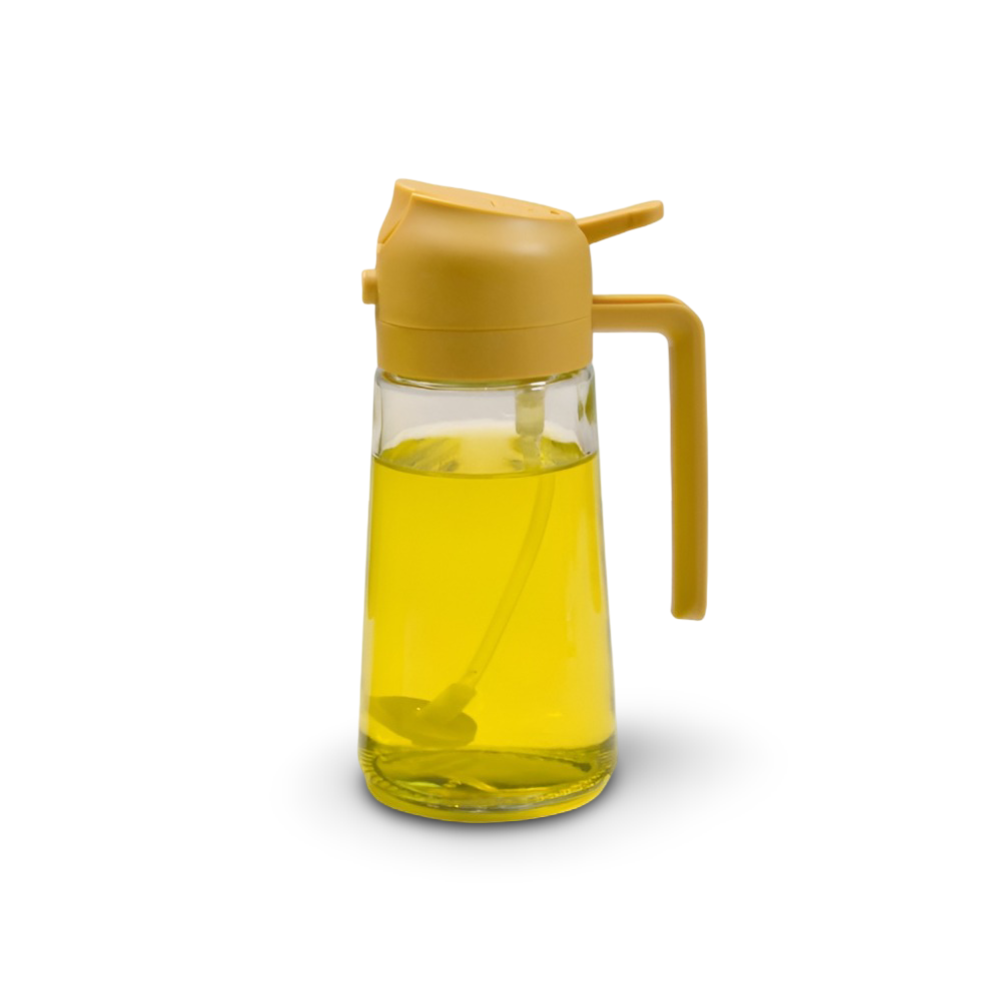 Refillable Glass Oil Sprayer and Pour Dispenser