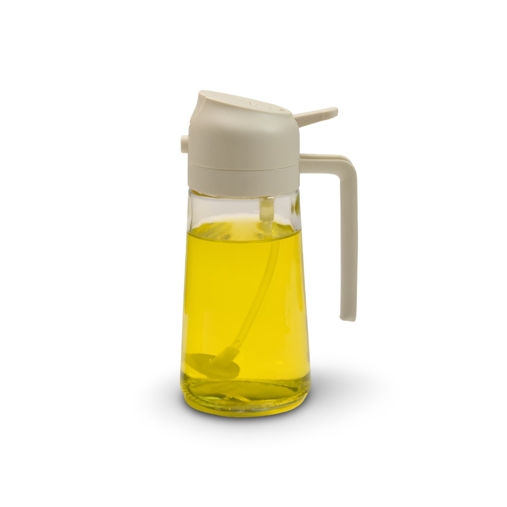 Refillable Glass Oil Sprayer and Pour Dispenser