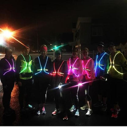 Reflective Lighted Safety Vest Adjustable High Visibility Outdoor Wear