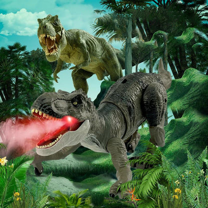 Remote Control Dinosaur Toy with Mist Spray and Realistic Movements