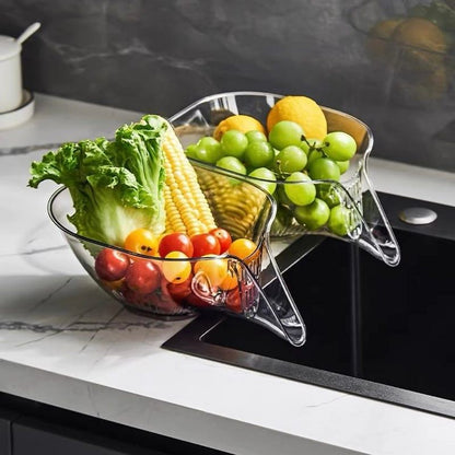 Removable Kitchen Sink Drainer Basket with Detachable Insert for Washing and Drying