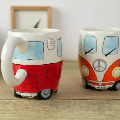 Retro Bus Coffee Mug Vintage Hippie Style Coffee Cup for Hot and Cold Drinks